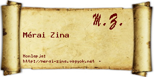 Mérai Zina névjegykártya